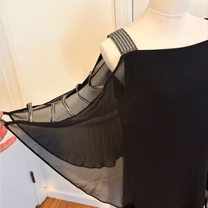 MSK Black Evening Dress with Beaded Straps